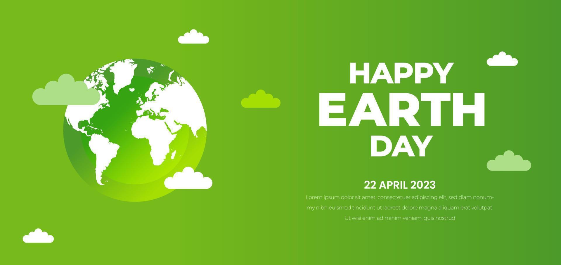 happy world earth day background or banner design template with green color. vector