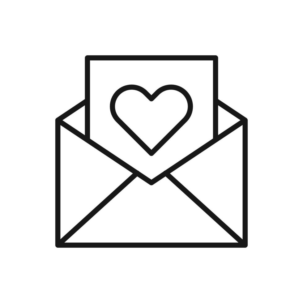 Editable Of Opened Love Letter Icon, Line Art Icon Using For Presentation, Website And Application vector