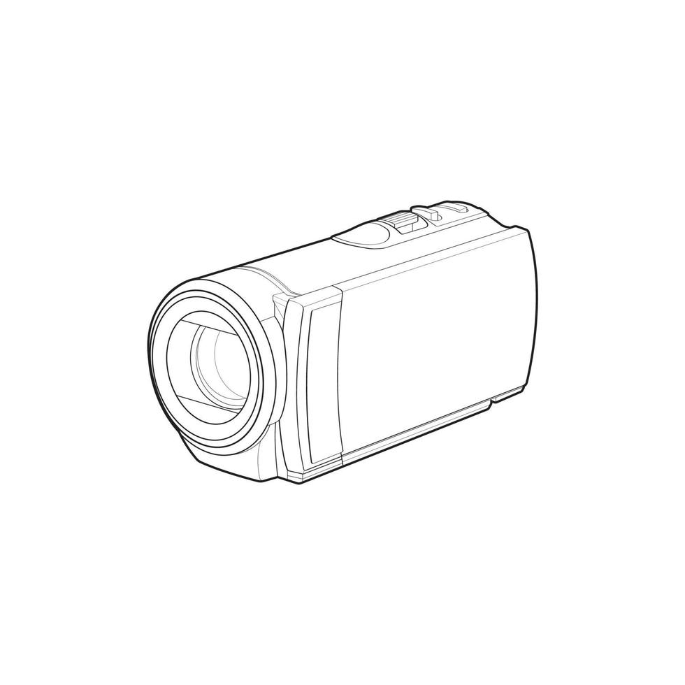 sketch of a video camera on a white backgroundra. video camera, vector sketch illustration for training tamplate