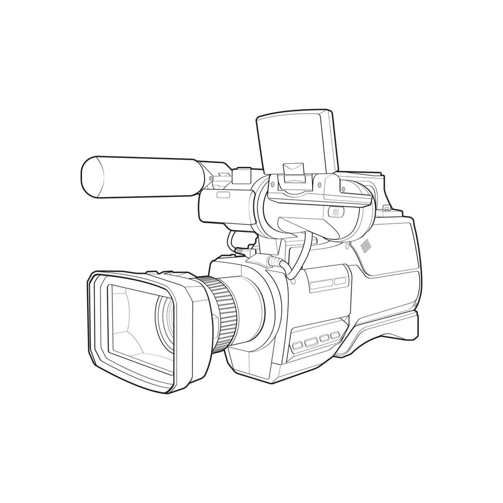 sketch of a video camera on a white backgroundra. video camera, vector sketch illustration for training tamplate