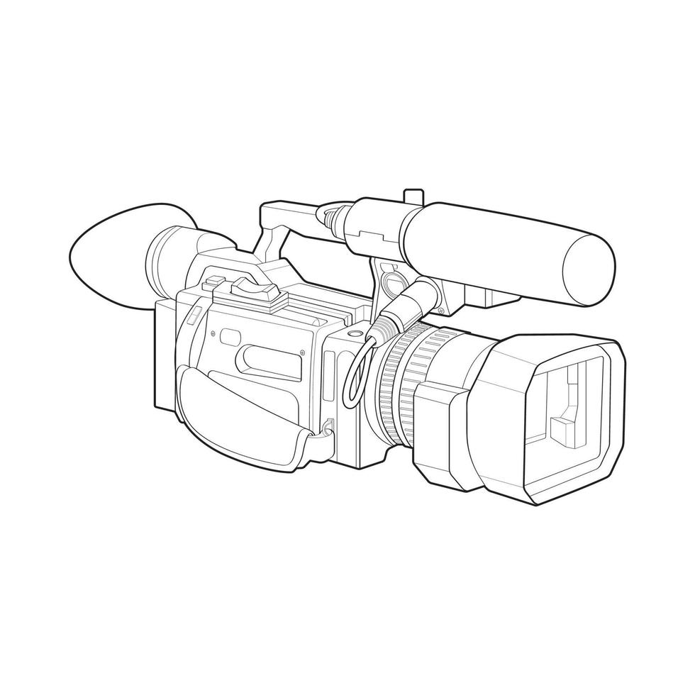 sketch of a video camera on a white backgroundra. video camera, vector sketch illustration for training tamplate