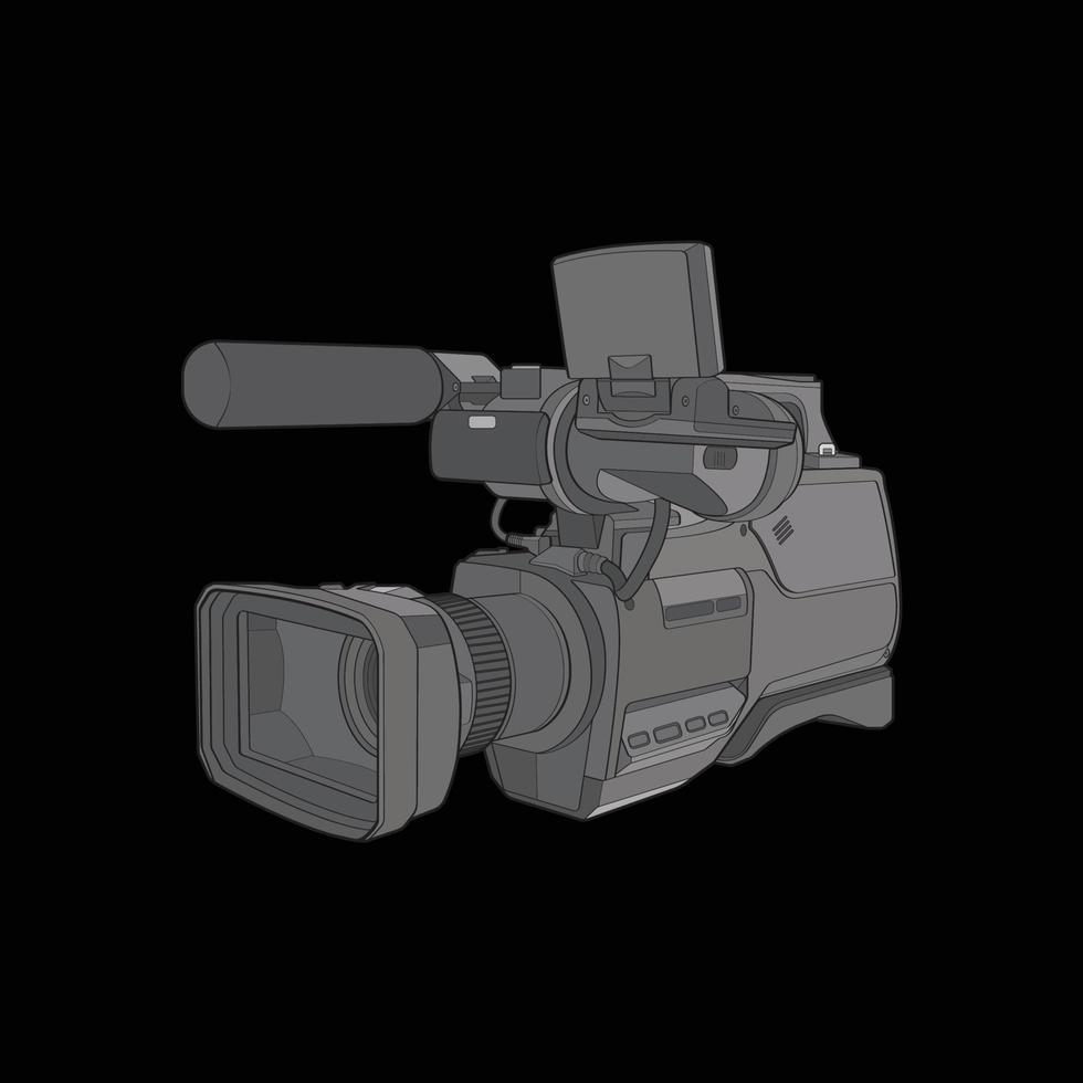 Video camera on a black background. video camera, vector illustration for training tamplate.