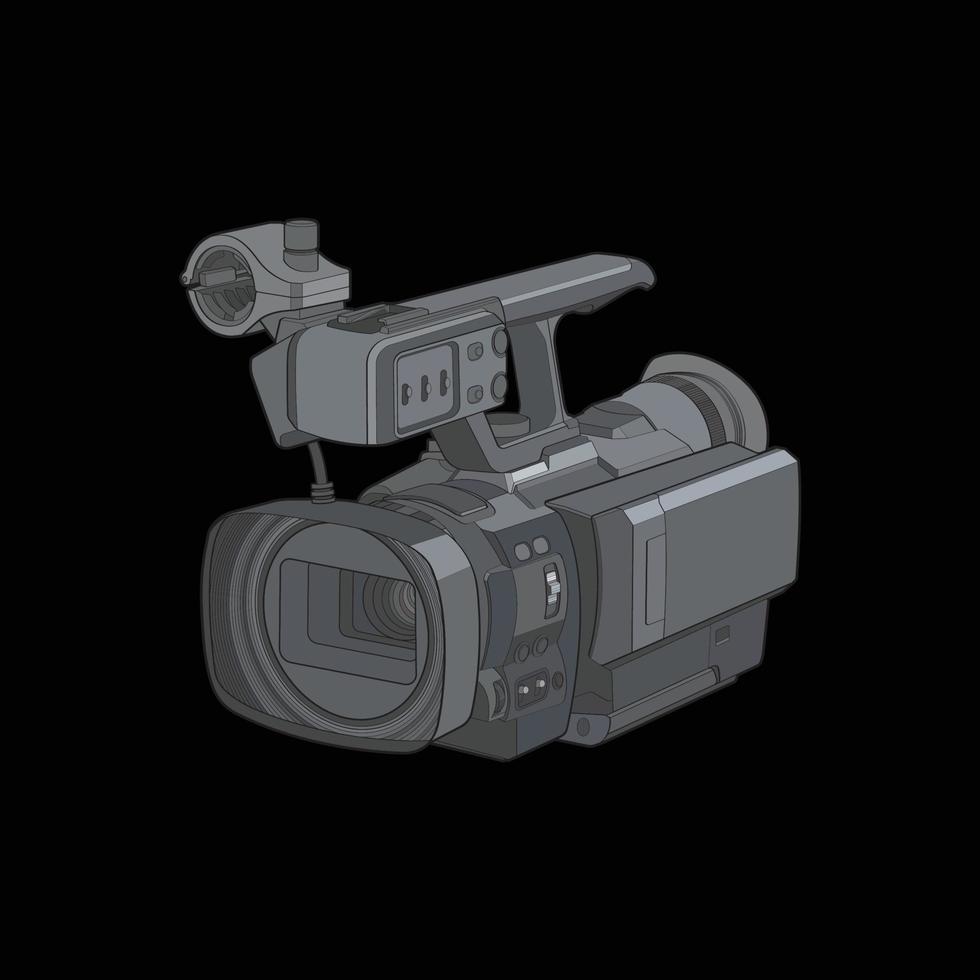 Video camera on a black background. video camera, vector illustration for training tamplate.