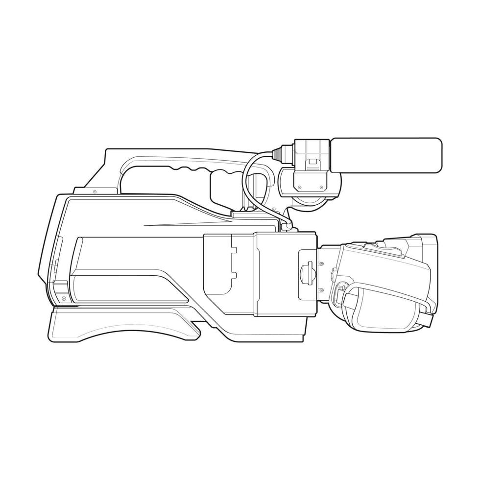 sketch of a video camera on a white backgroundra. video camera, vector sketch illustration for training tamplate