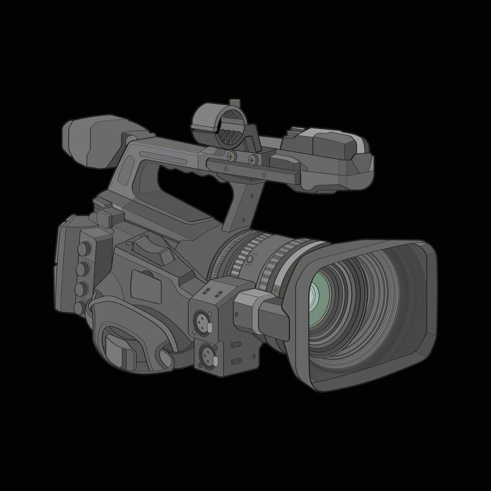 Video camera on a black background. video camera, vector illustration for training tamplate.