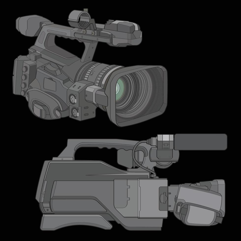 Set of video camera on a black background. video camera, vector illustration for training tamplate.