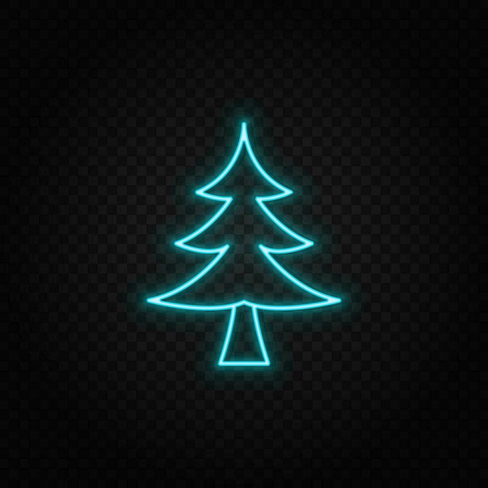 Tree, christmas neon icon. Blue and yellow neon vector icon. Transparent background