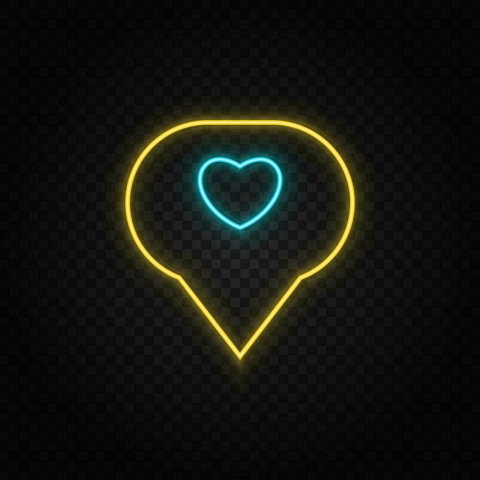 badge, like neon icon. Blue and yellow neon vector icon. Transparent background