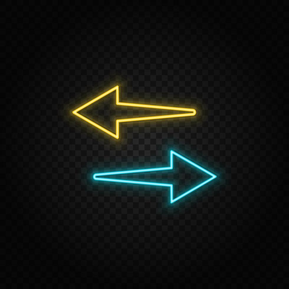 Arrows, switch neon icon. Blue and yellow neon vector icon. Transparent background