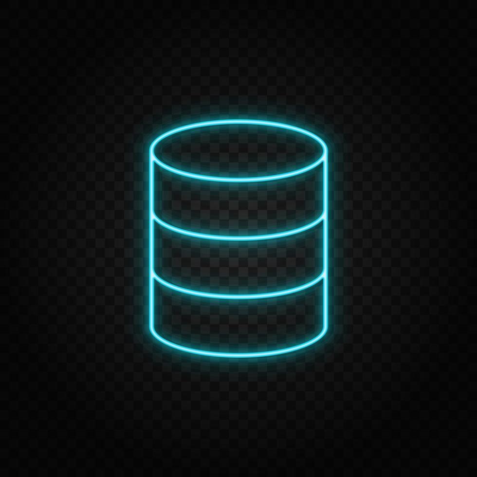 Data, storage neon icon. Blue and yellow neon vector icon. Transparent background