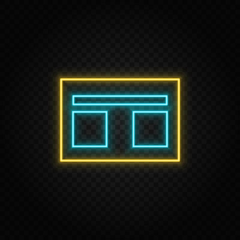 Website, web neon icon. Blue and yellow neon vector icon. Transparent background