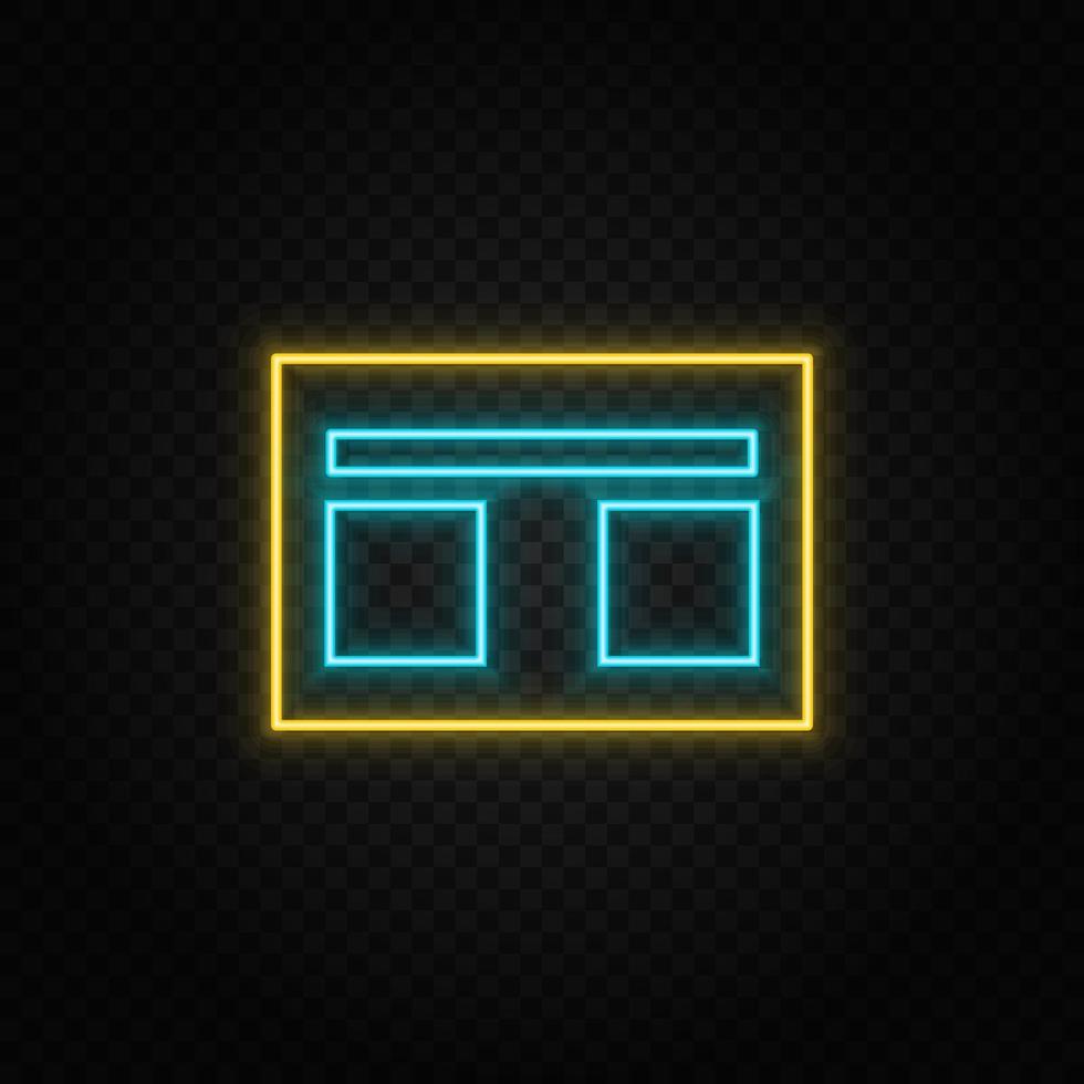 Website, web neon icon. Blue and yellow neon vector icon. Transparent background