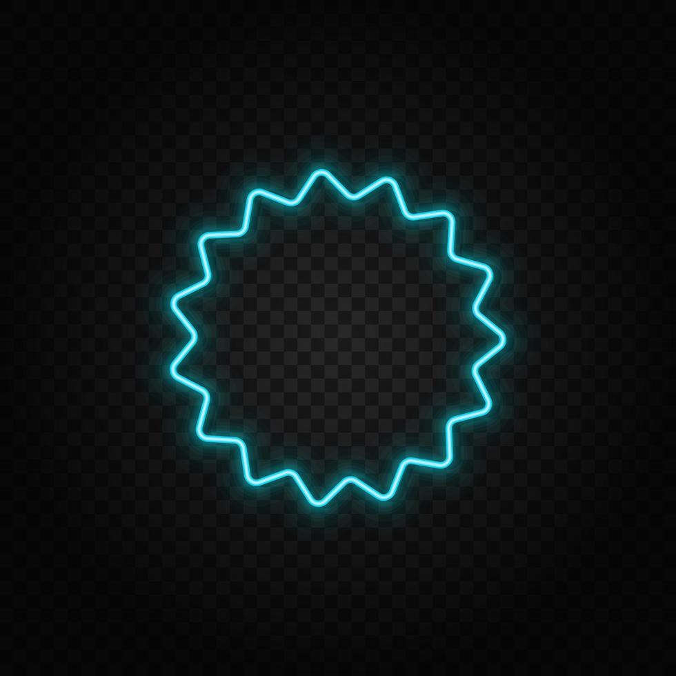 Badge, sticker, shape neon icon. Blue and yellow neon vector icon. Transparent background