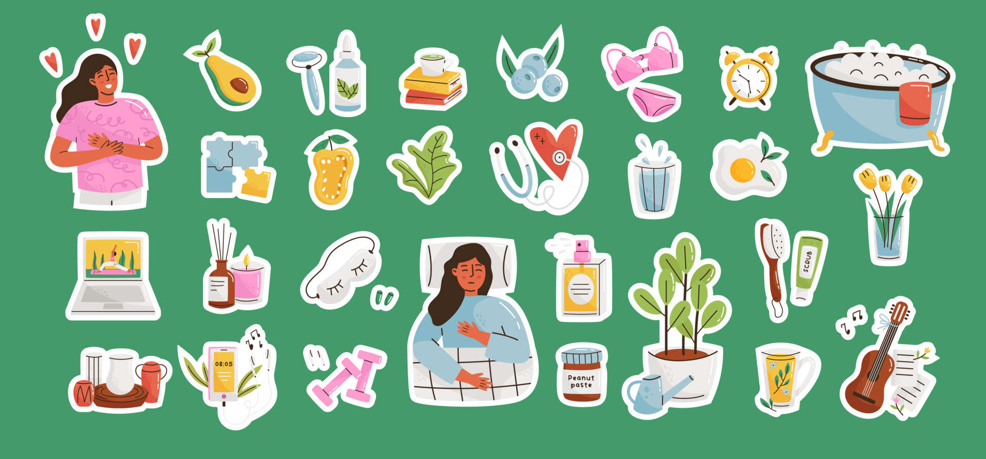 Self care stickers set 21672816 Vector Art at Vecteezy