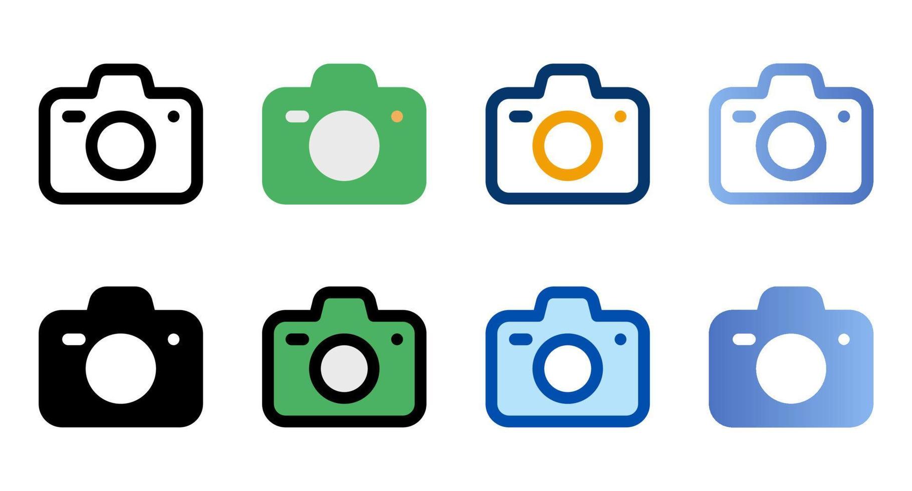 Camera icons in different style. Camera icons. Different style icons set. Vector illustration