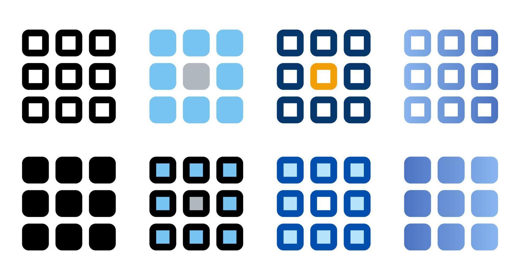 Menu icons in different style. Menu icons. Different style icons set. Vector illustration