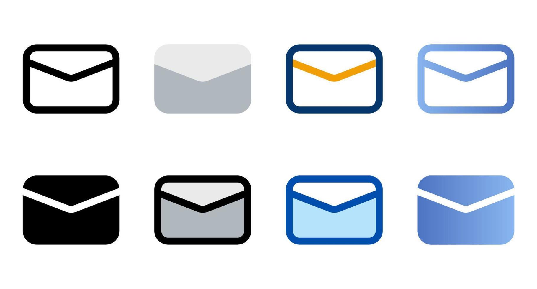 Email icons in different style. Email icons. Different style icons set. Vector illustration