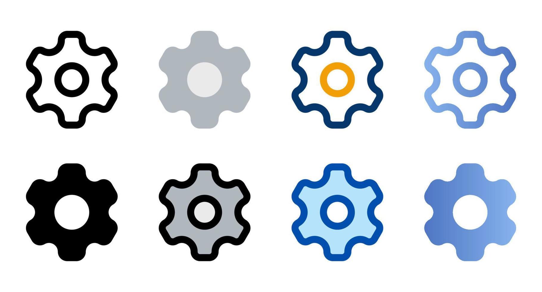 Setting icons in different style. Setting icons. Different style icons set. Vector illustration