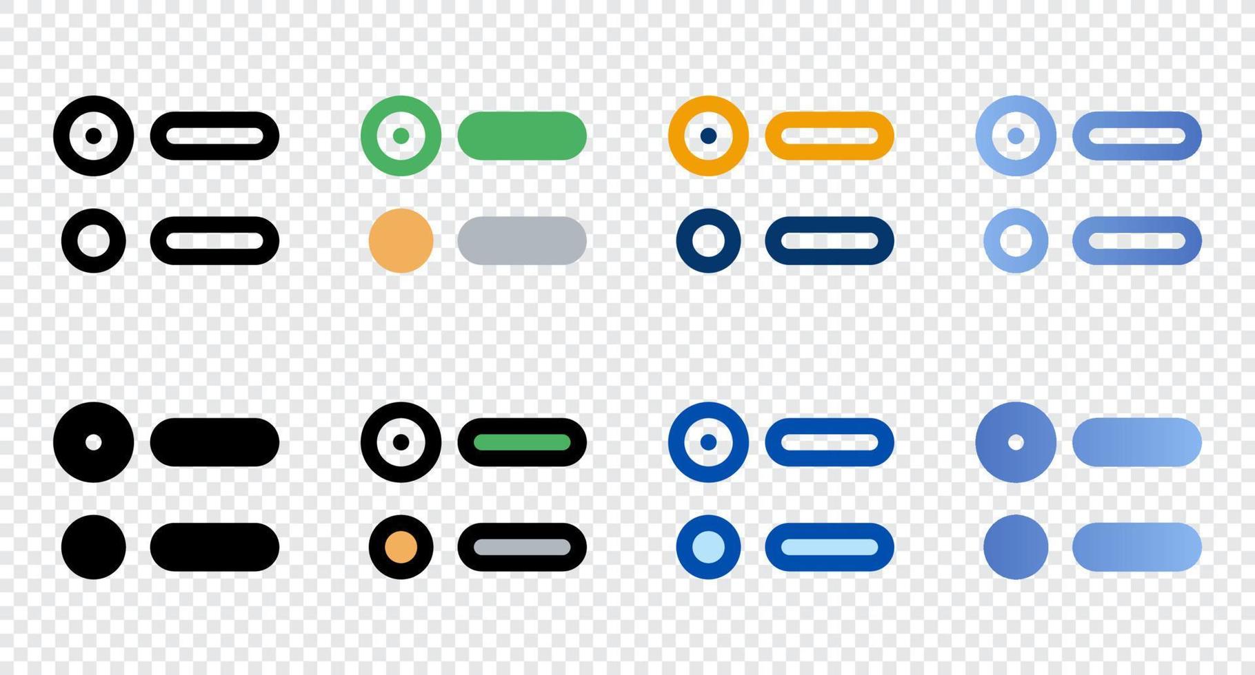 Radio button icons in different style. Radio button icons. Different style icons set. Vector illustration