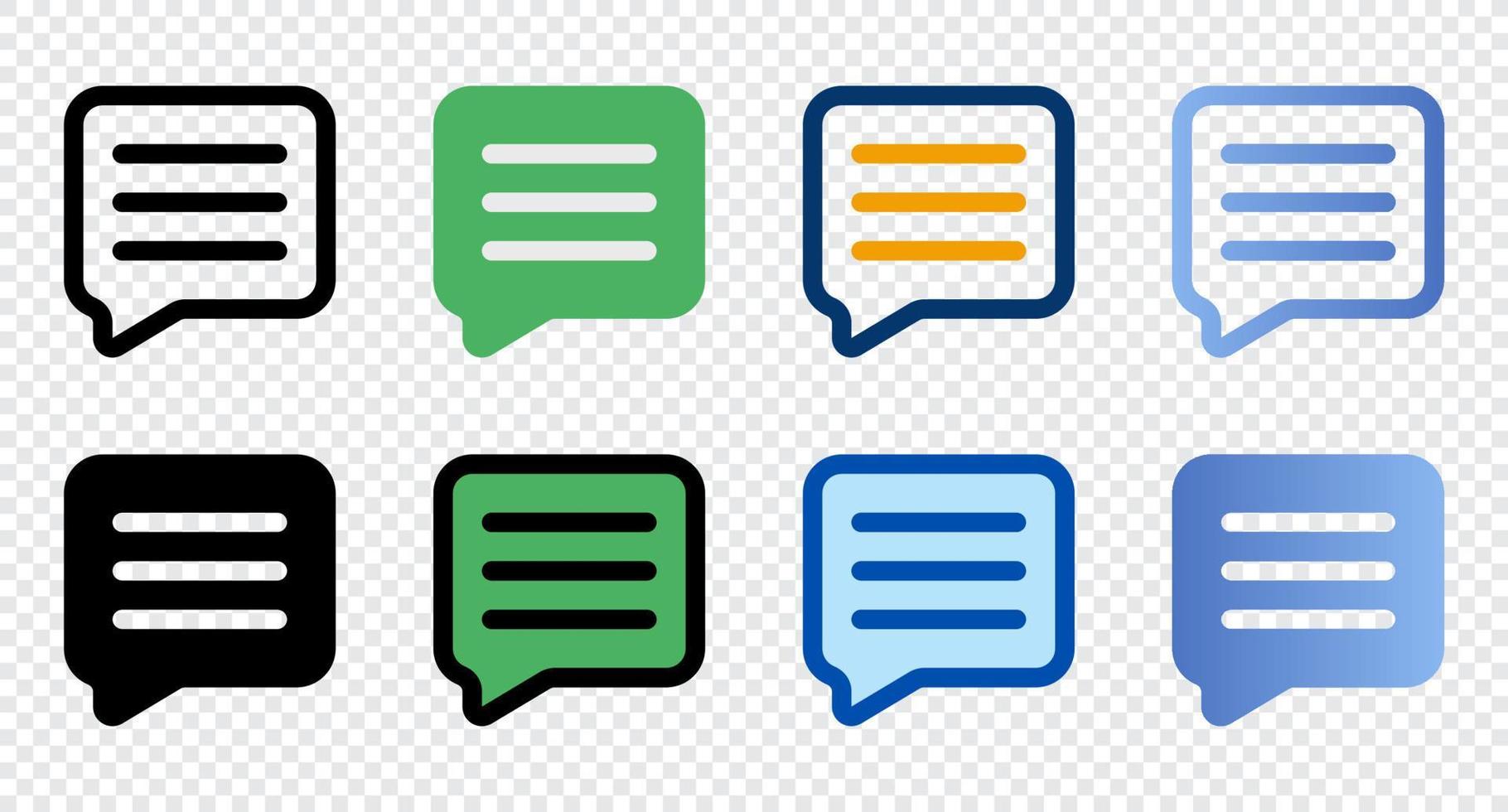 Comment icons in different style. Comment icons. Different style icons set. Vector illustration