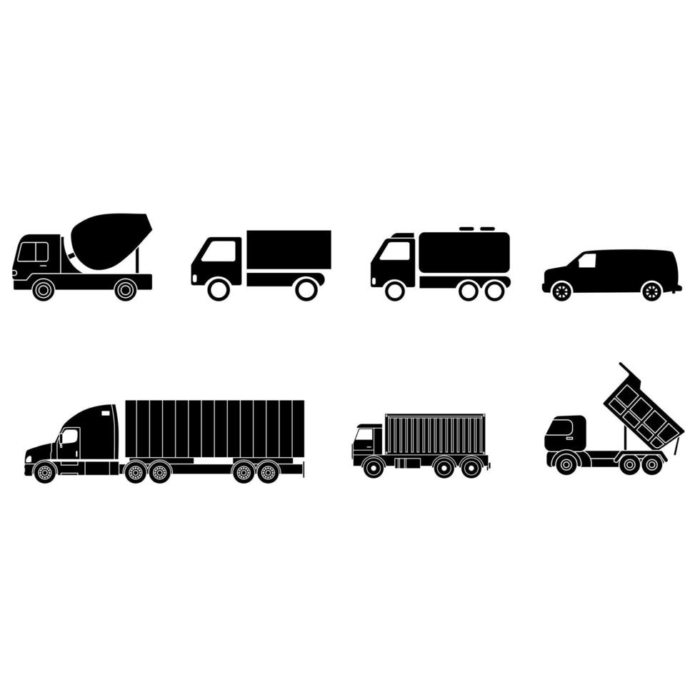 camión icono vector colocar. transporte de bienes ilustración firmar recopilación. carga transporte símbolo o logo.