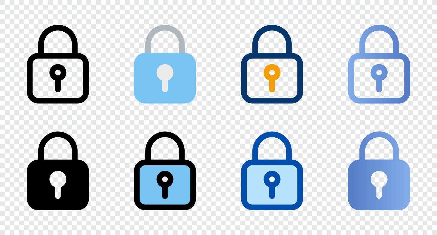 Lock icons in different style. Lock icons. Different style icons set. Vector illustration