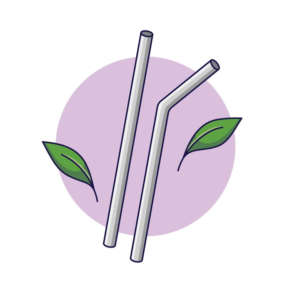 Reusable metal drinking straws. Sustainable lifestyle, zero waste, ecological concept. Vector illustration in cartoon style. Recycling, waste management, ecology, sustainability.