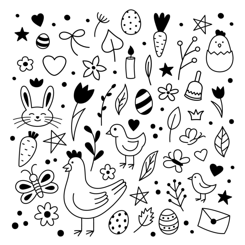 Happy Easter seamless pattern. Vector cute pattern for kids clothes, textile with easter rebbits and eggs. Hand drawn doodle illustration. Easter cartoon characters.