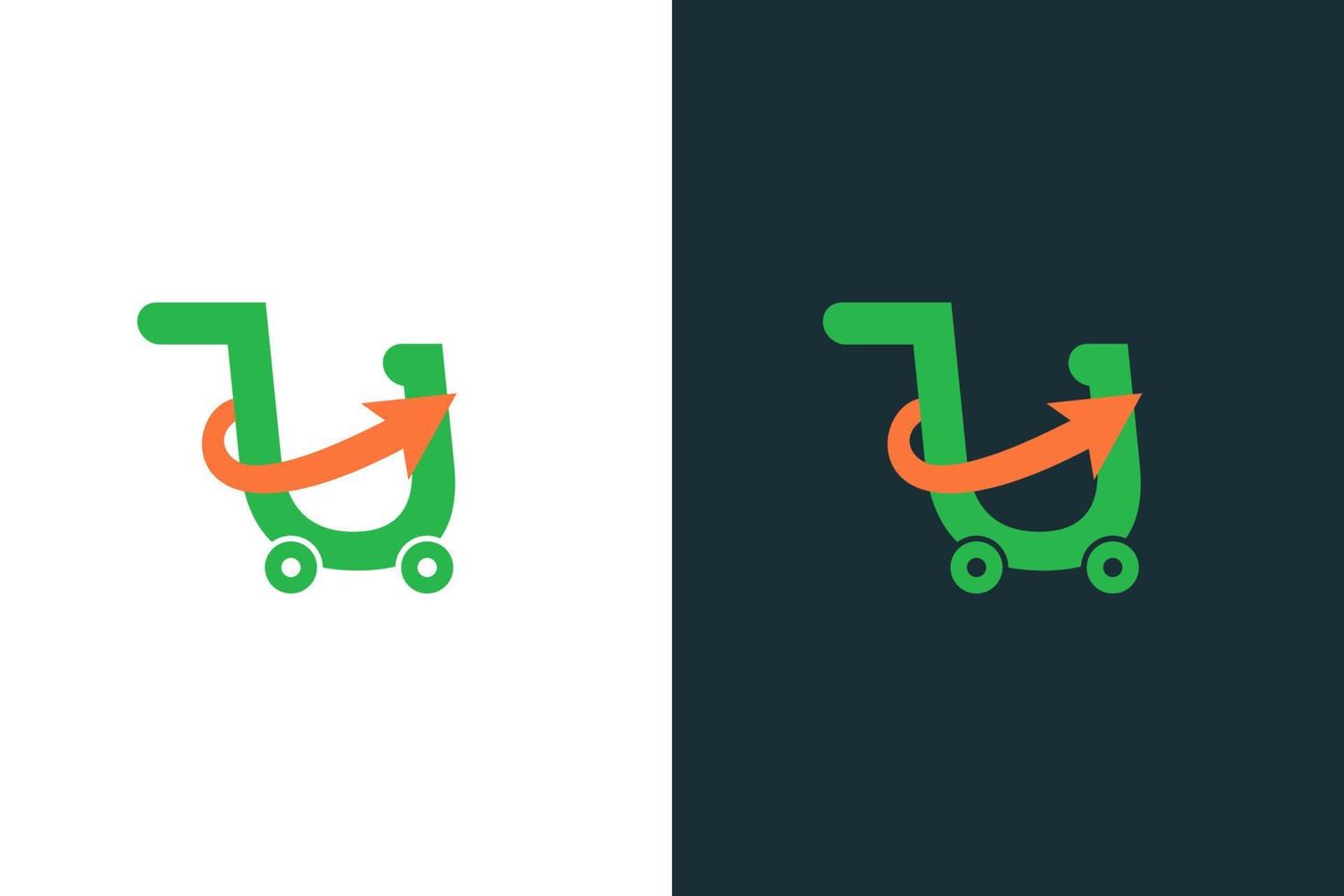 initial letter U shopping cart upstore e-commerce logo design template element stock vector