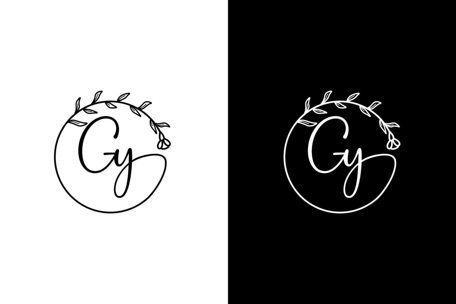 inicial letra gy circulo floral botánico logo diseño valores vector