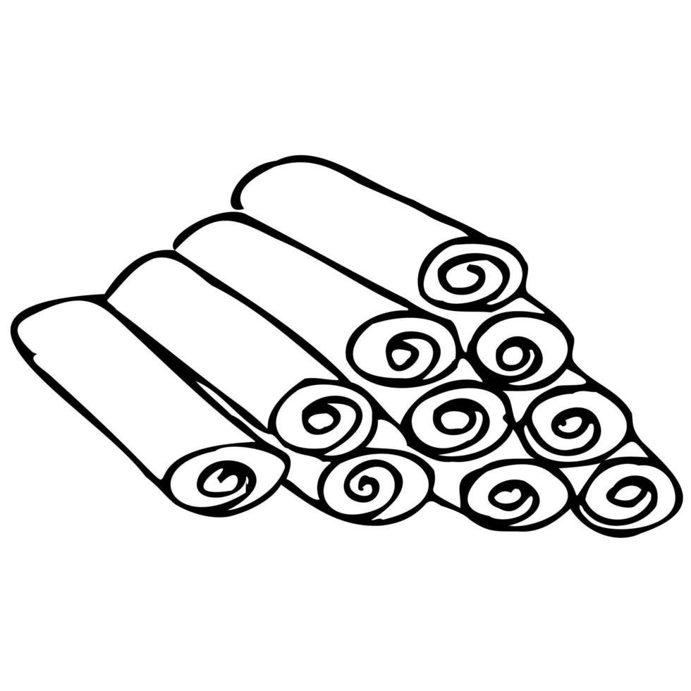Baking tea sweets. Doodle illustration for the menu. Cakes, cookies, tea, coffee, bread, toast. vector