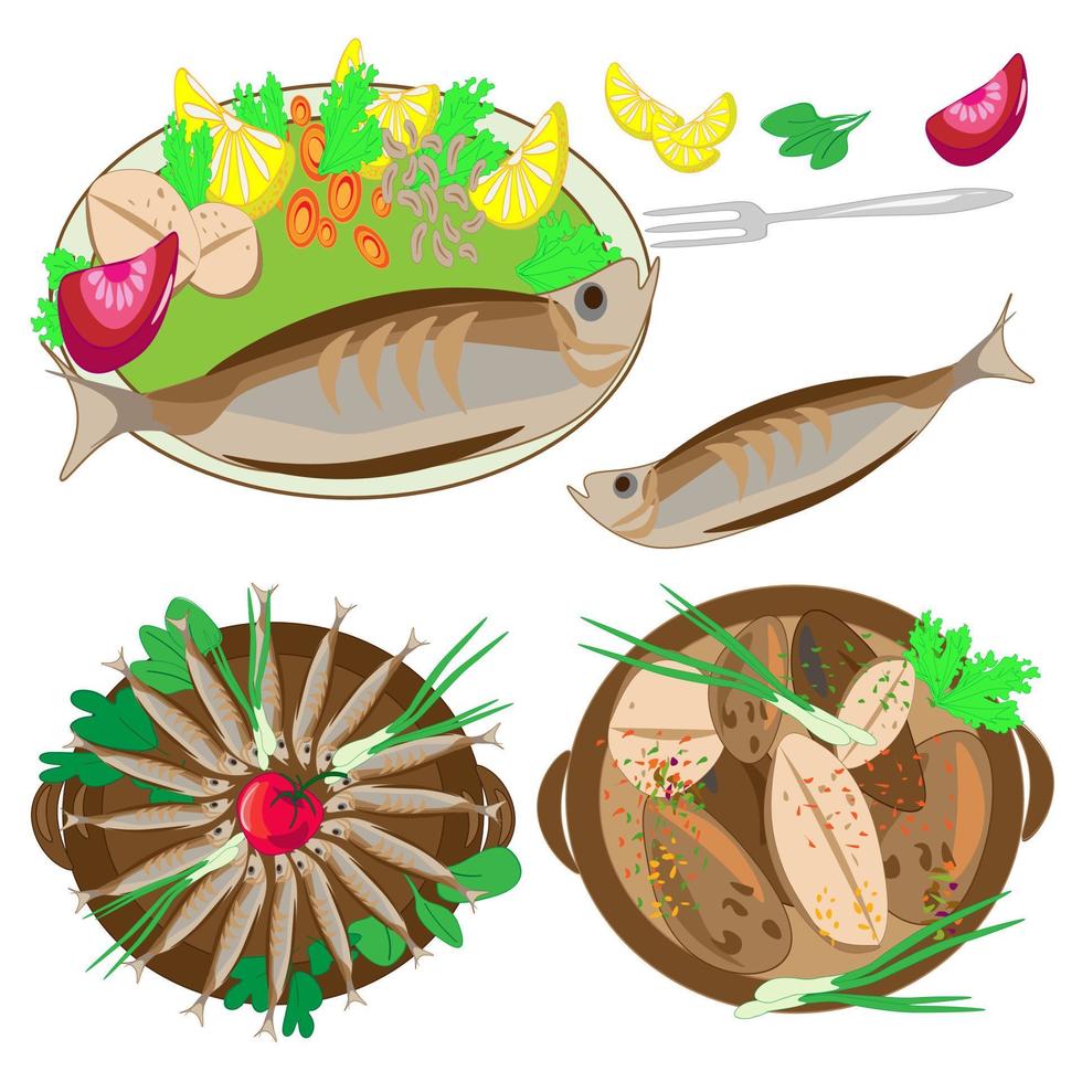 The national dish of Asia .A plate of ready-made food. Poster menu advertising restaurant east. vector