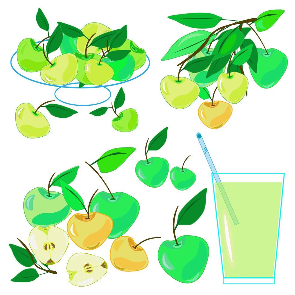 Fresh tropical fruits.A variety of fresh fruits and juices. Vector illustration of the vegetarian menu.
