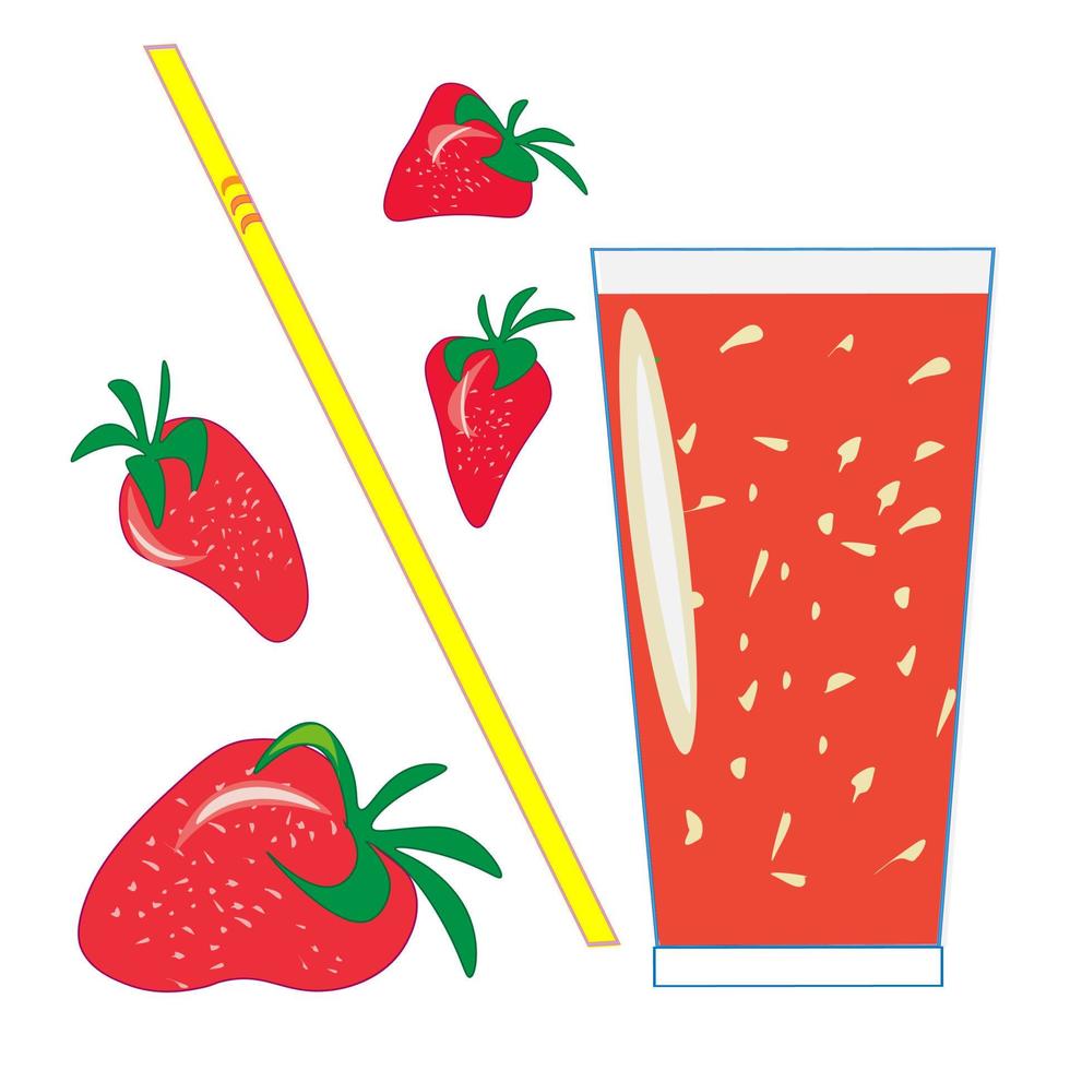 Fresh tropical juices squeezed from fruits .A variety of fresh fruits and juices. Vector illustration of the vegetarian menu.