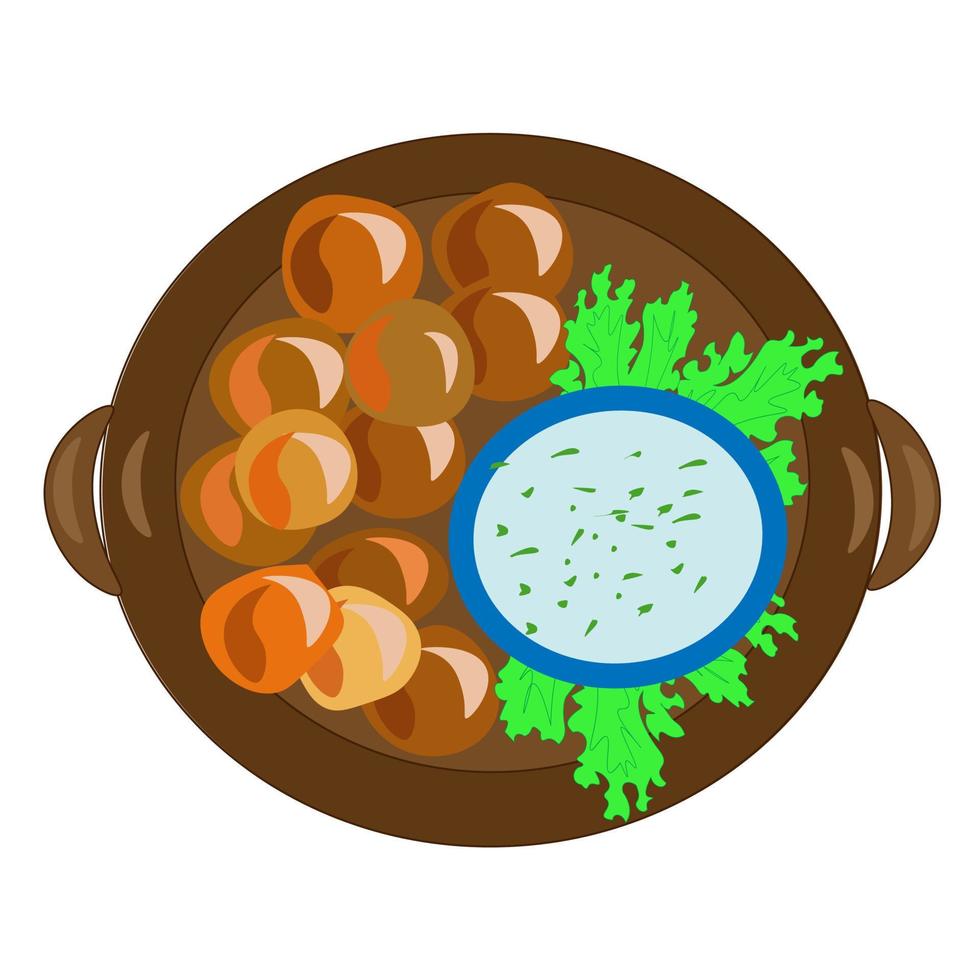 The national dish of Asia .A plate of ready-made food. Poster menu advertising restaurant. vector