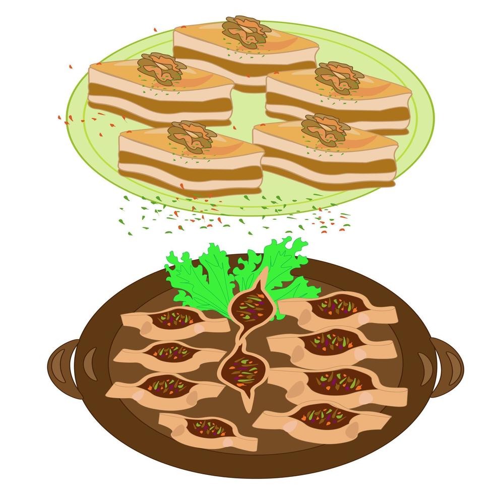 conjunto té conjunto horneando té dulces garabatear ilustración para el menú. vector