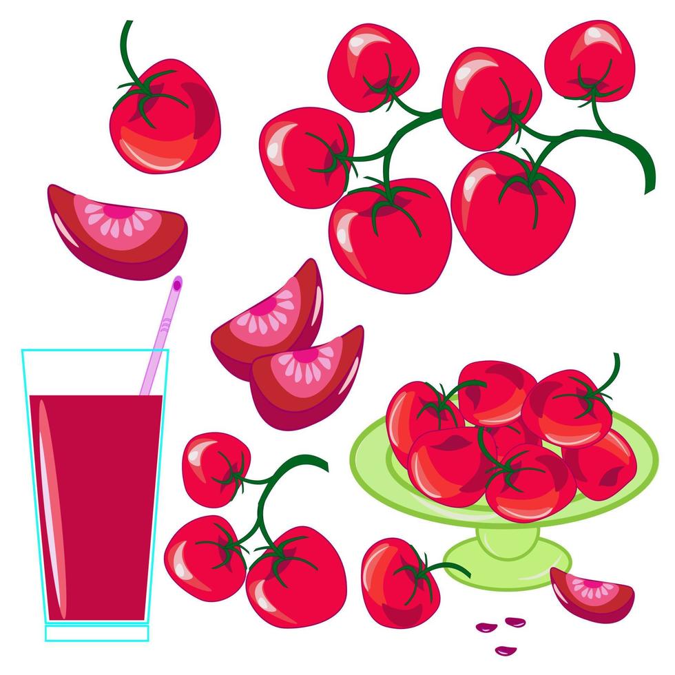 Fresh tropical fruits.A variety of fresh fruits and juices. Vector illustration of the vegetarian menu.