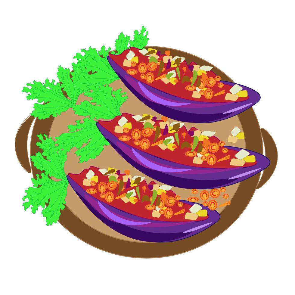 The national dish of Asia .A plate of ready-made food. Poster menu advertising restaurant. vector