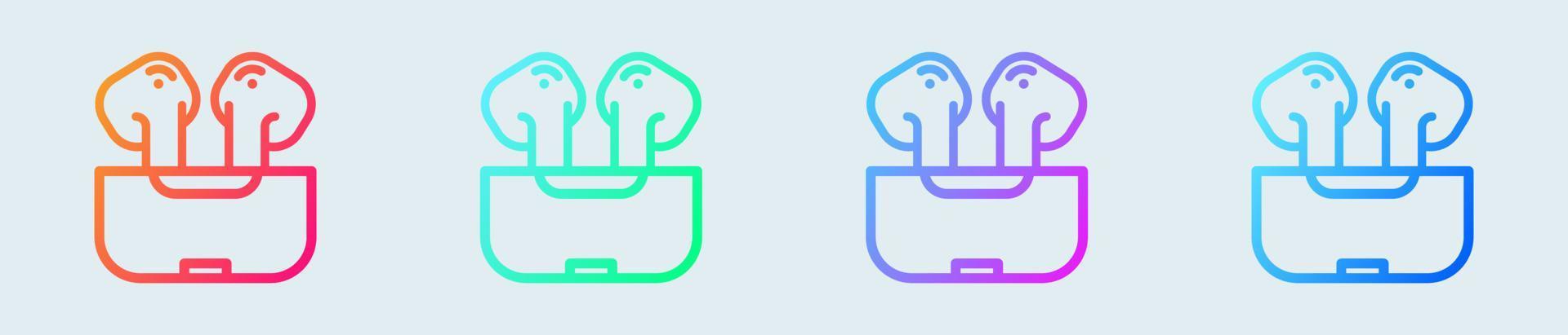 Earbuds line icon in gradient colors. Wireless earphones signs vector illustration.