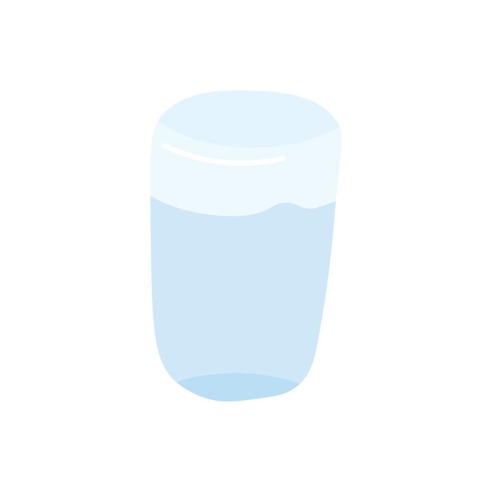 Glass of water isolated cartoon illustration in blue color. Cold drink concept. vector