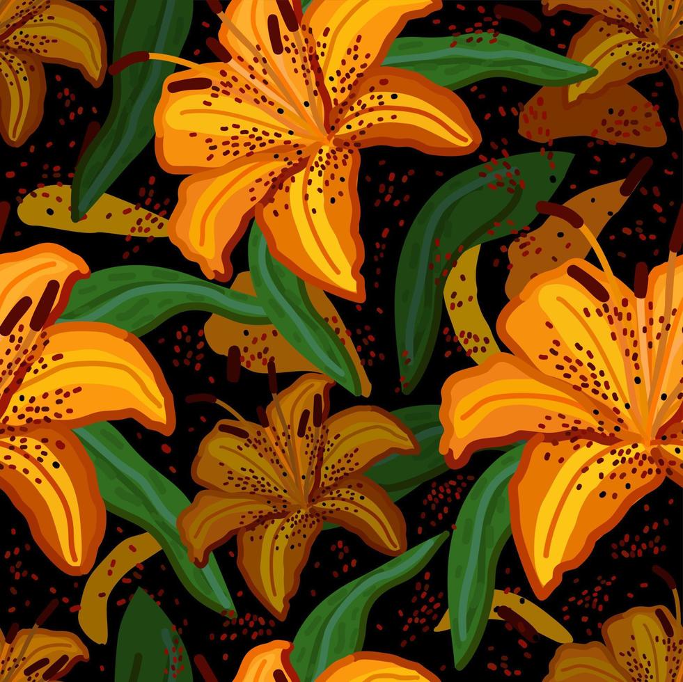 Vector seamless floral pattern with tiger lillies.