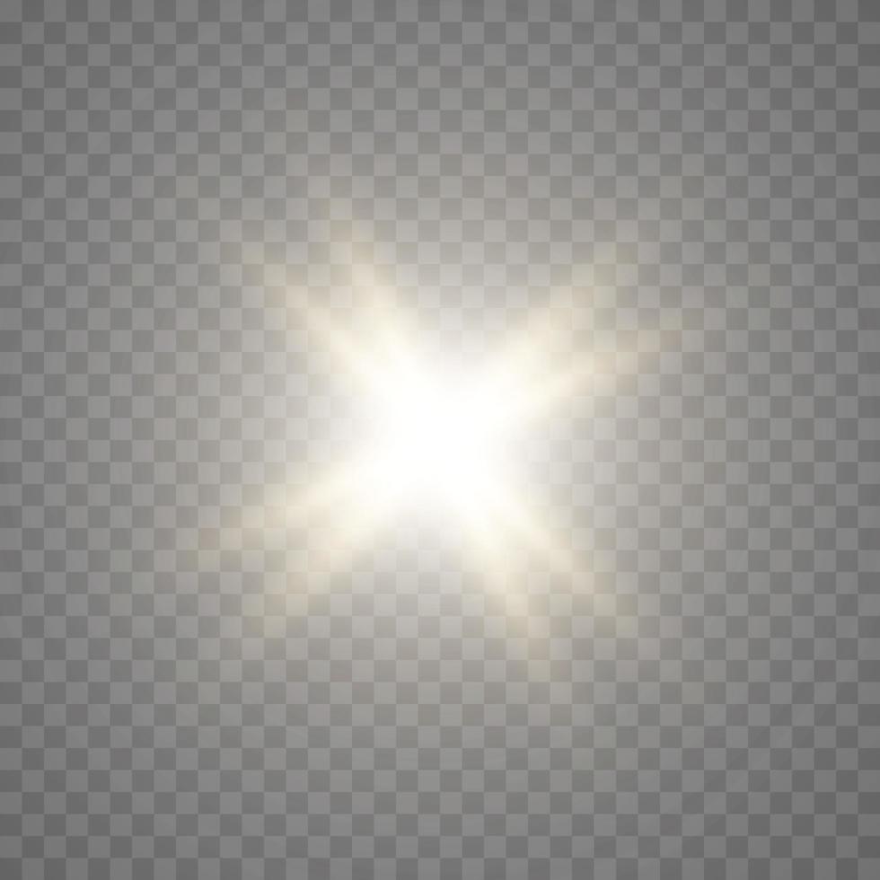 Golden star, the effect of glow and rays of light, glowing lights, sun.vector. vector