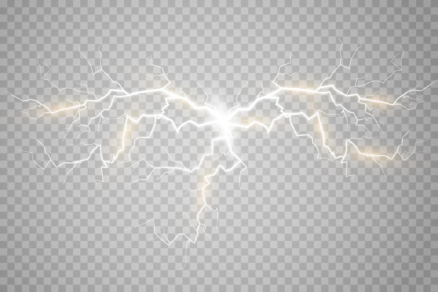 Lightning magical and bright light effect. Thunderstorm with lightning vector