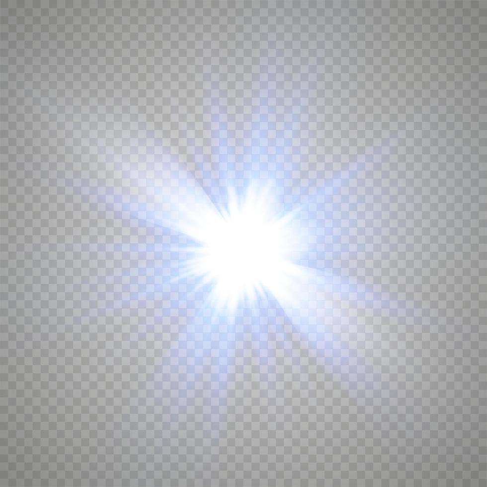 Glow light effect with white and blue sparks shining with special light. White glowing light. Starlight from rays. The sun is illuminated. Bright beautiful star. Sun light. EPS10. vector