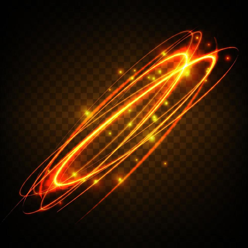 Golden glowing shiny spiral lines effect vector background. EPS10. Abstract light speed motion effect. Shiny wavy trail. Light painting. Light trail. Vector eps10.