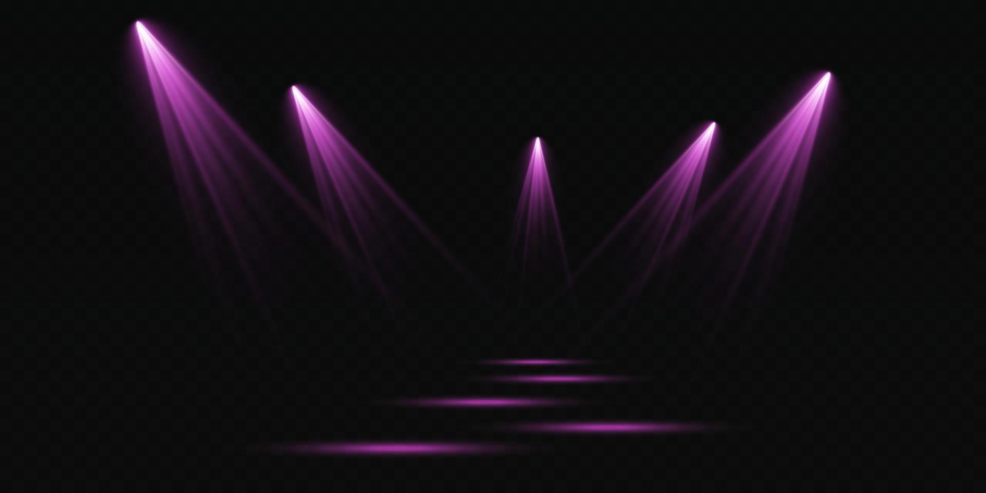 Pink Spotlights. Scene. Light Effects. Glow light effect. vector