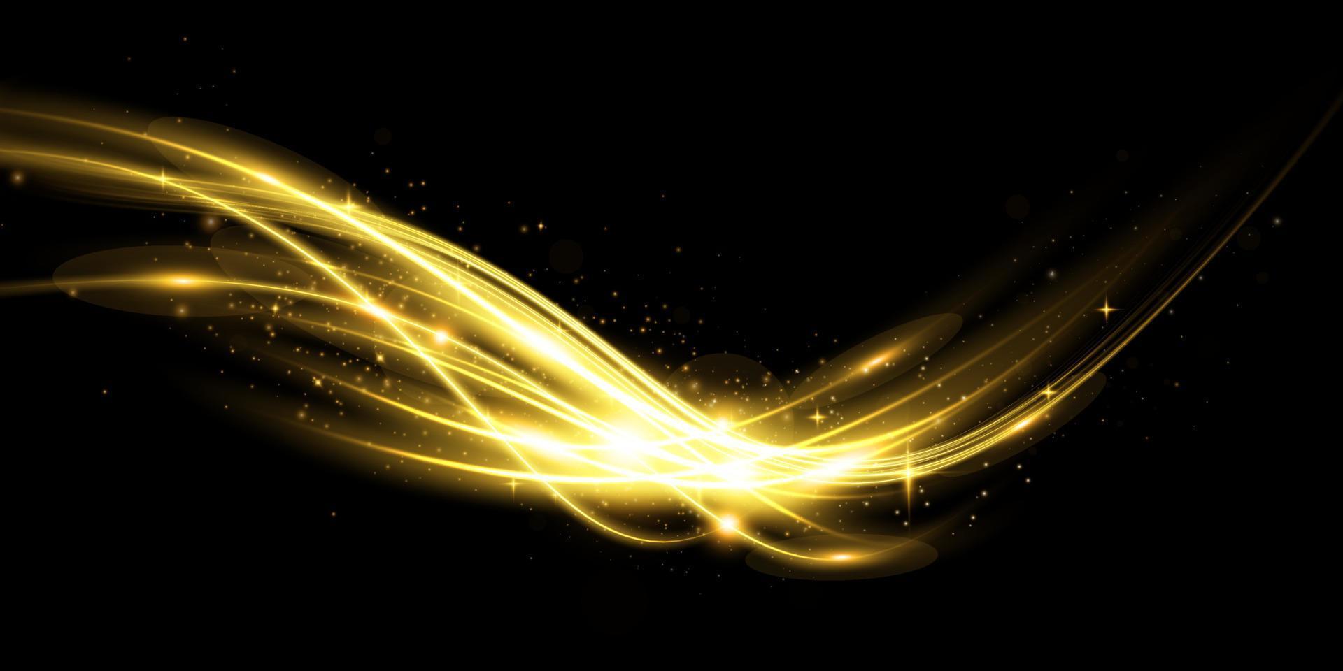 Abstract beautiful light background. Magic sparks on a dark background. Mystical speed stripes, glitter effect. Shine of cosmic rays. Neon lines of speed and fast wind. Glow effect, powerful energy. vector