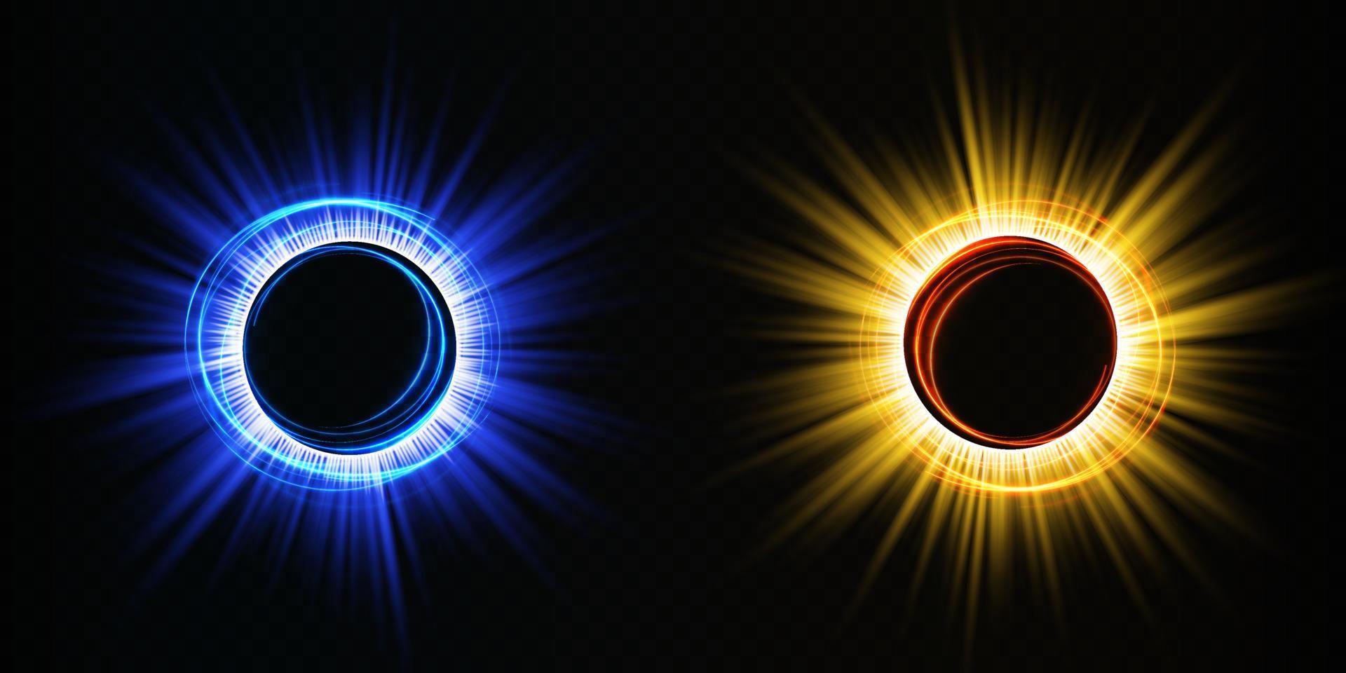 Glow light effect with white and blue and yellow sparks shining with special light. White glowing light. Starlight from rays. The sun is illuminated. Bright beautiful star. Sun light. vector