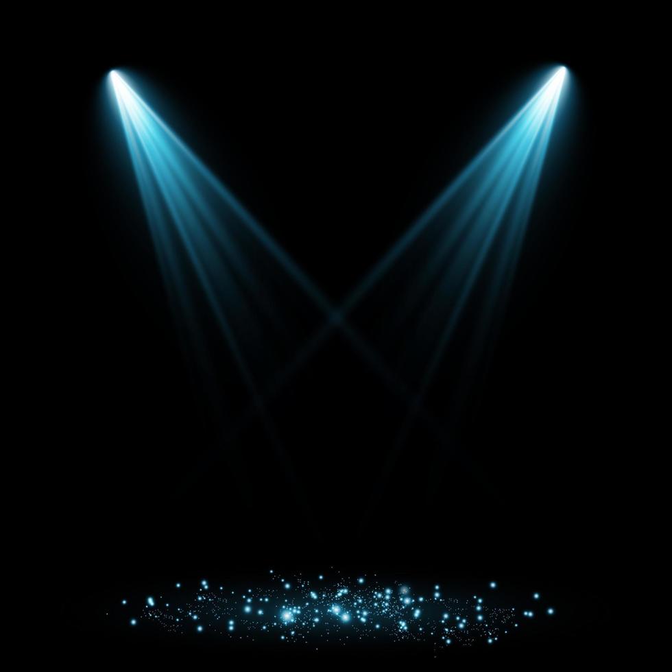 Blue Spotlights. Scene. Light Effects. Glow light effect. vector