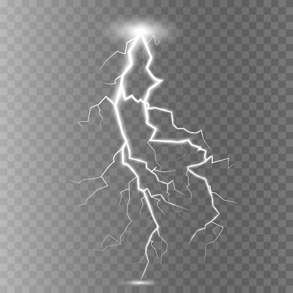 Lightning magical and bright light effect. Thunderstorm with lightning vector